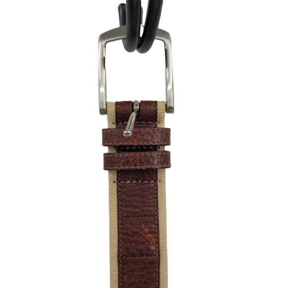 Vtg Concepts Belt Leather Canvas 2 Toned Country Cowgirl Brown Tan Sz S/M - Picture 4 of 7
